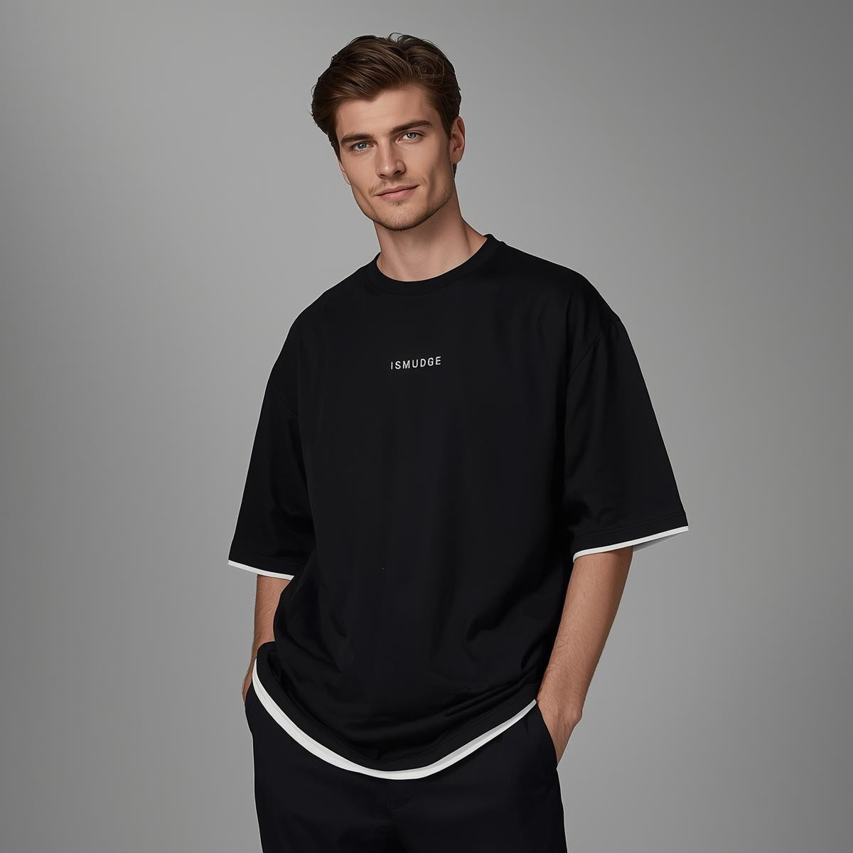 Ismudge Oversized Mono-Dark Tees