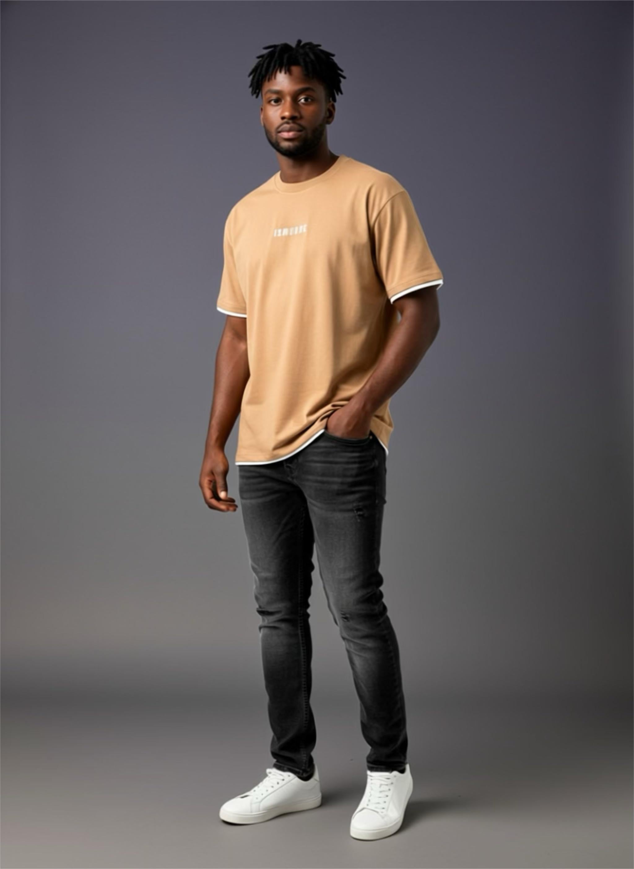 Ismudge USA Beige Oversize Tee