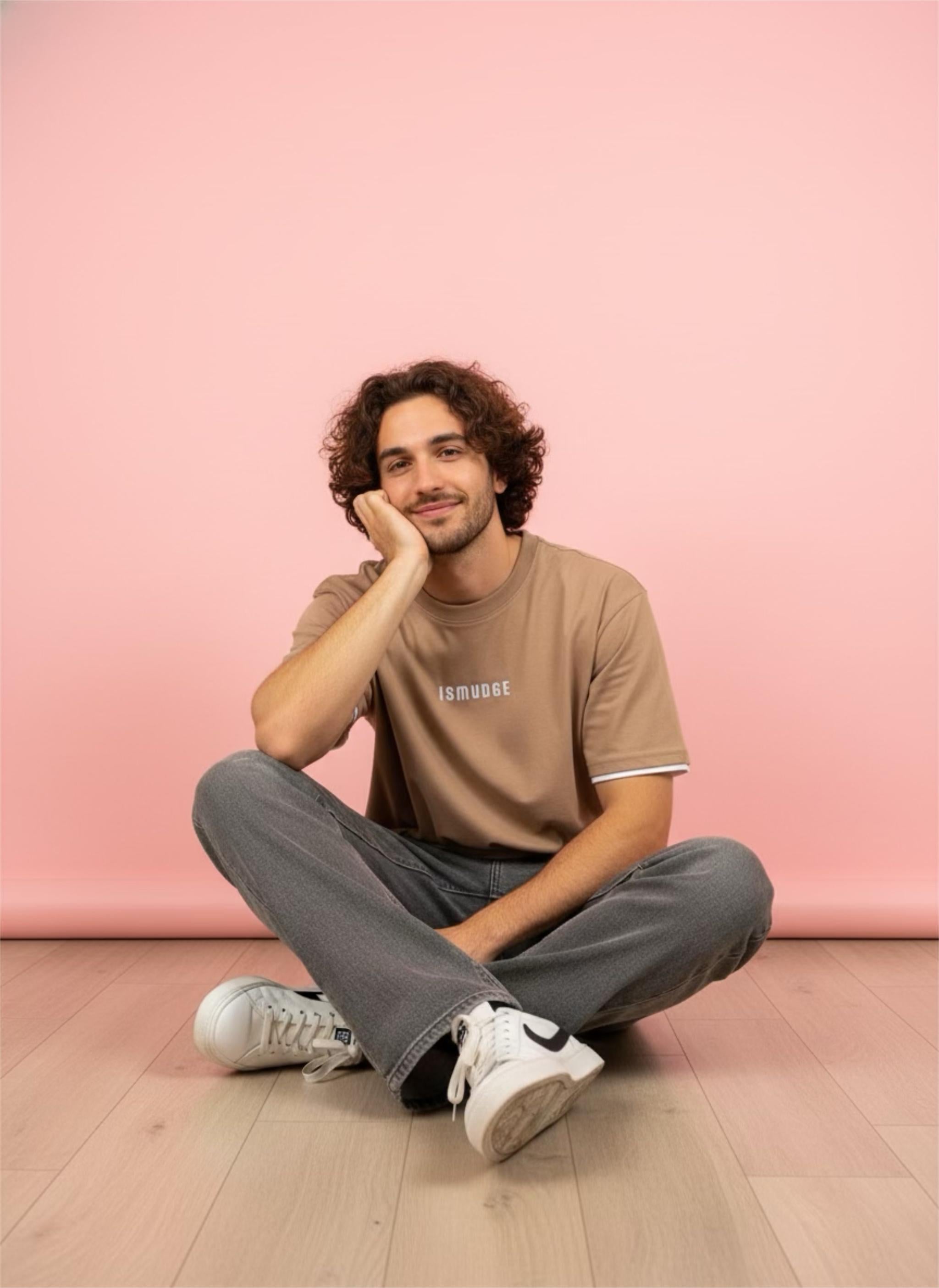 Ismudge USA Beige Oversize Tee