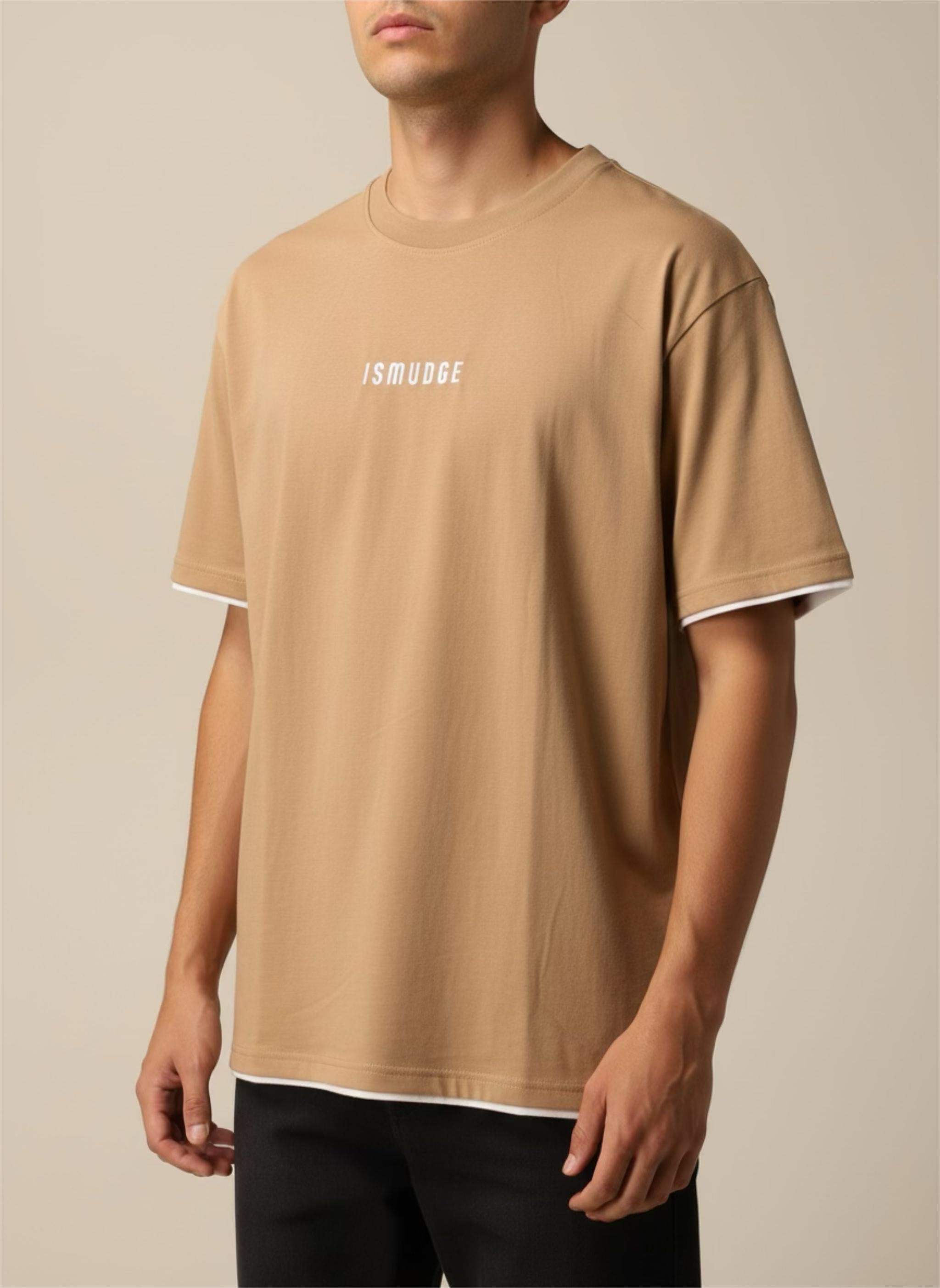 Ismudge USA Beige Oversize Tee