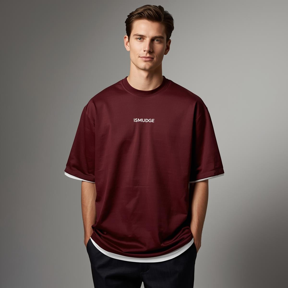 Ismudge Oversized Mono-Dark Tees